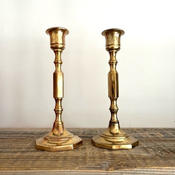 Solid brass candlesticks set of 2 - Picture 1 of 5